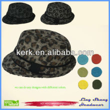 RH-08 2014 Dernier style Fashion fedora 100% coton Lady Print en gros cowboy leopard hat
